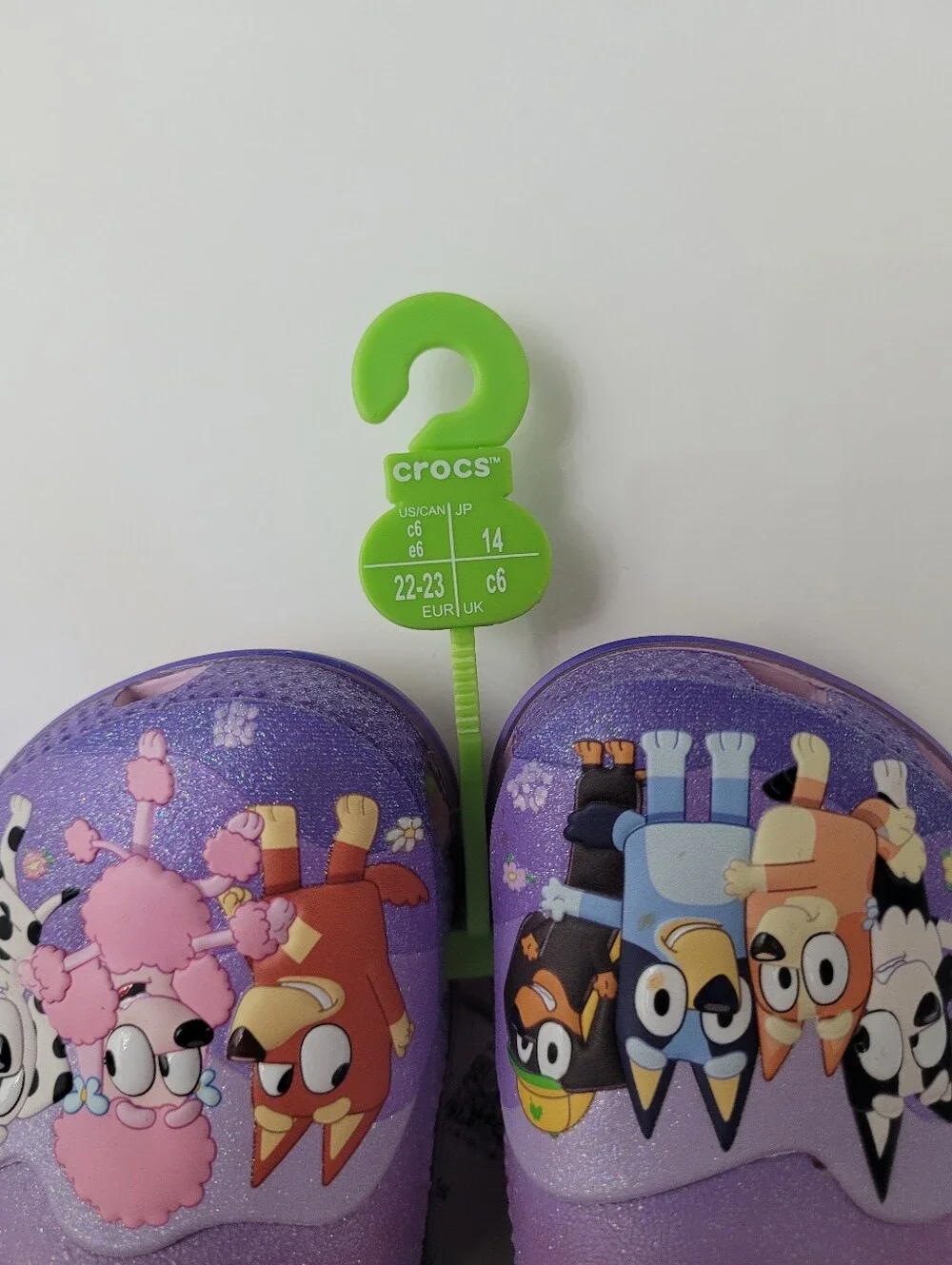 CROCS Kids Sz 6 Toddler Purple Bluey Clogs Shoes Bingo Sausage Dog